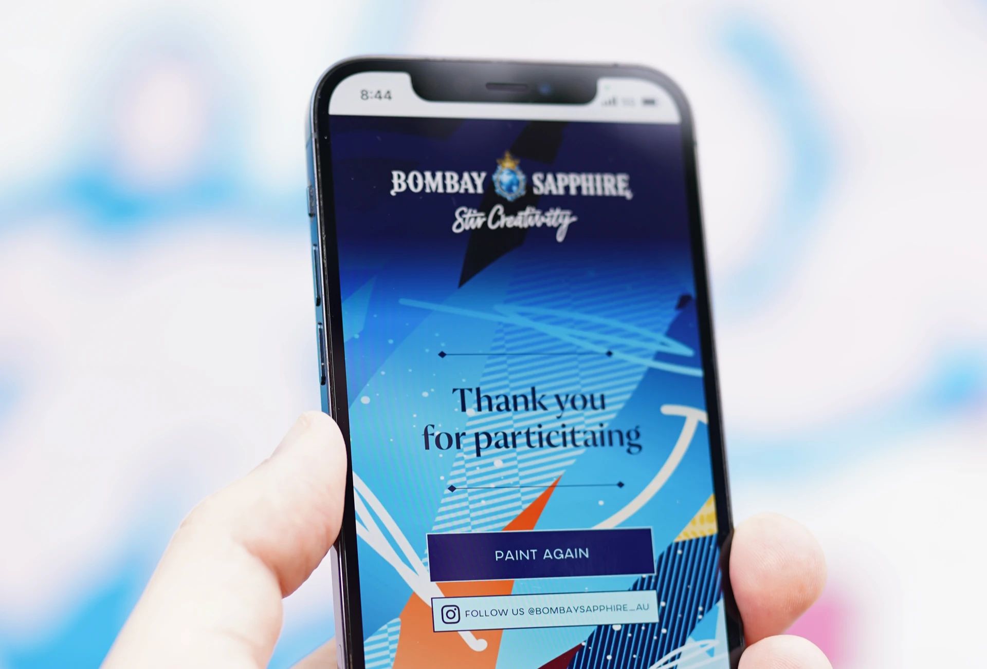 Completion screen for the Bombay Sapphire AR painting experience