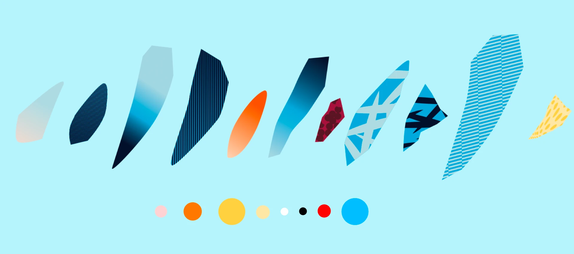 AR brush shapes and colour palette inspired by Elliott Routledge